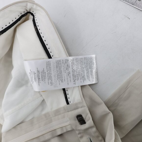 Brioni Journey Trouser mens 32x29 EU50 Sea Island Cotton Neutral flat front pant - Picture 14 of 15